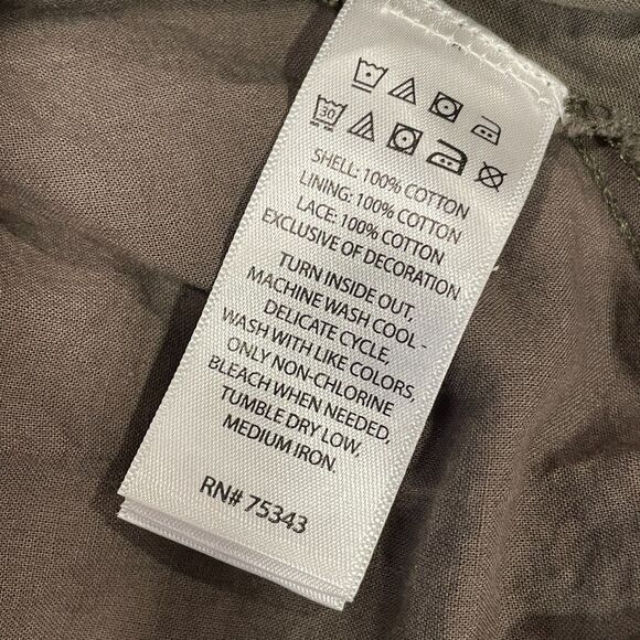 ~ Tommy Bahama 12mo Dress Cotton Crochet Lined Sleeveless Boho Olive PomPom Trim - Picture 9 of 11